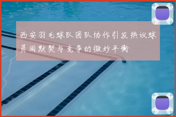 西安羽毛球队团队协作引发热议球员间默契与竞争的微妙平衡